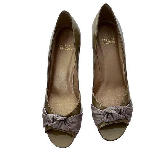 NWT Stuart Weitzman Women's Silk Soft Patent Open Toe Pump Shoes Size 8.5 - Picture 1 of 10